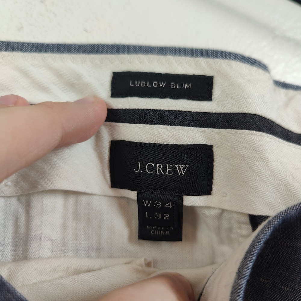 J.Crew Ludlow Slim Pants 34x32 Blue Cotton Linen Blend Tapered Business Casual - Picture 6 of 12
